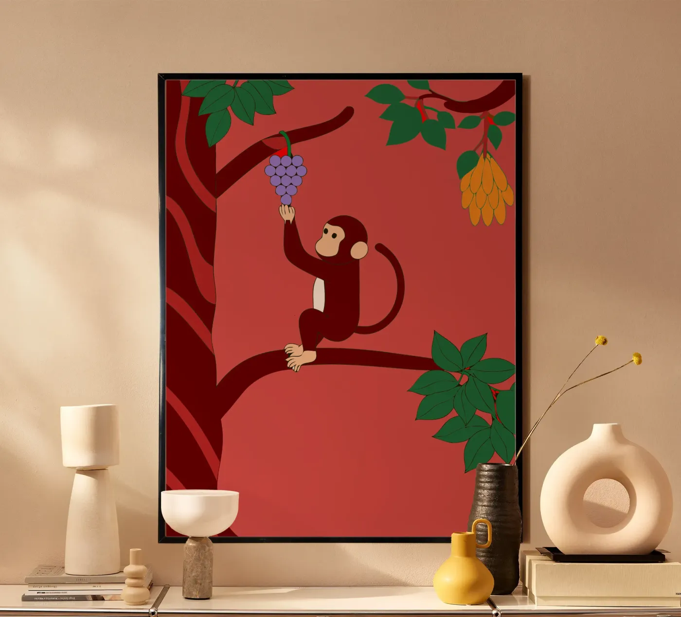 Monkey and Grapes poster van OUR SHOP