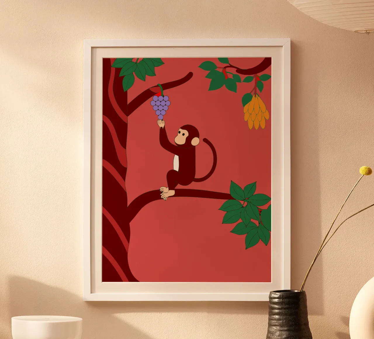 Affe und Weintrauben Poster von OUR SHOP