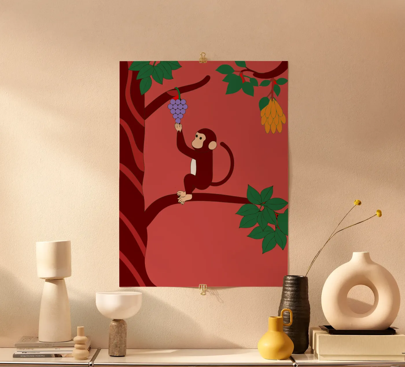 Monkey and Grapes poster van OUR SHOP