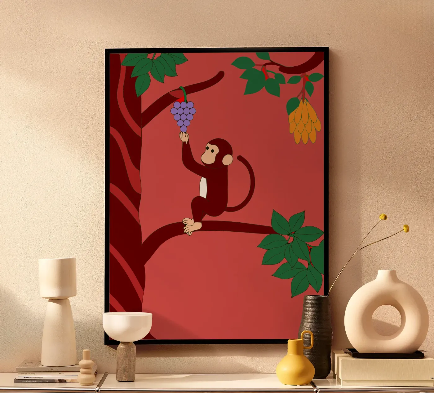 Monkey and Grapes poster van OUR SHOP