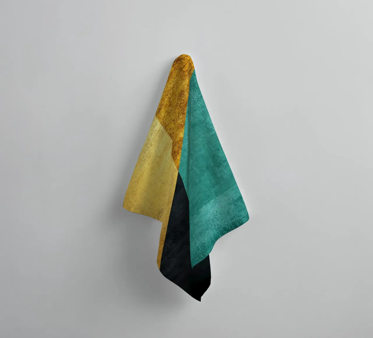 Retro behang in goud, turquoise en zwart badhanddoek van Niklas