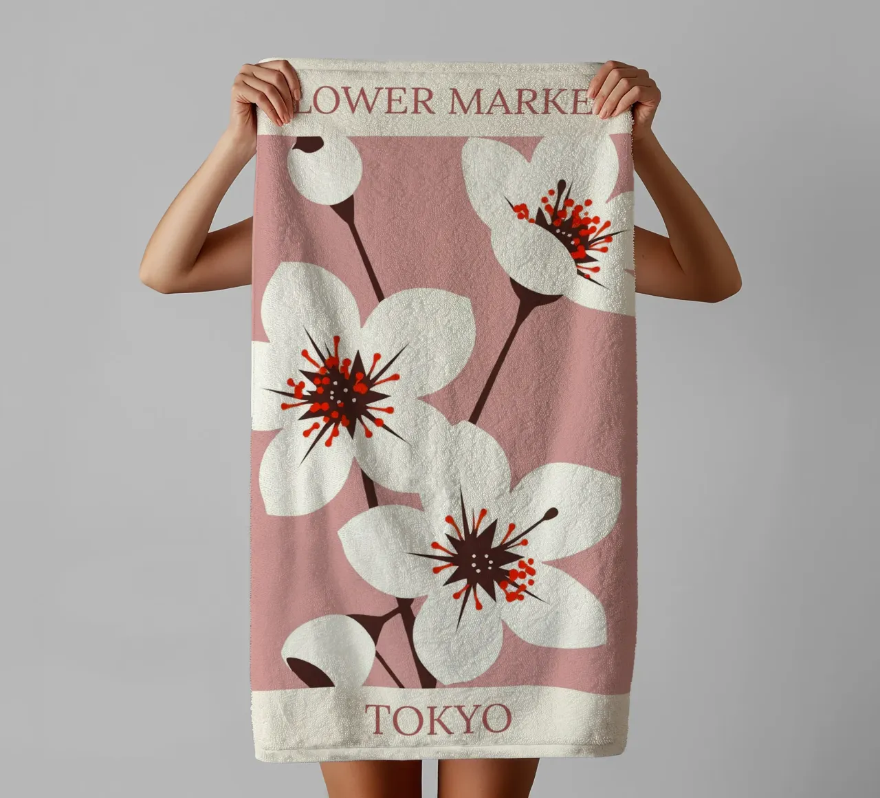 Mercato dei fiori di Tokyo II asciugamano da bagno da HicksShop