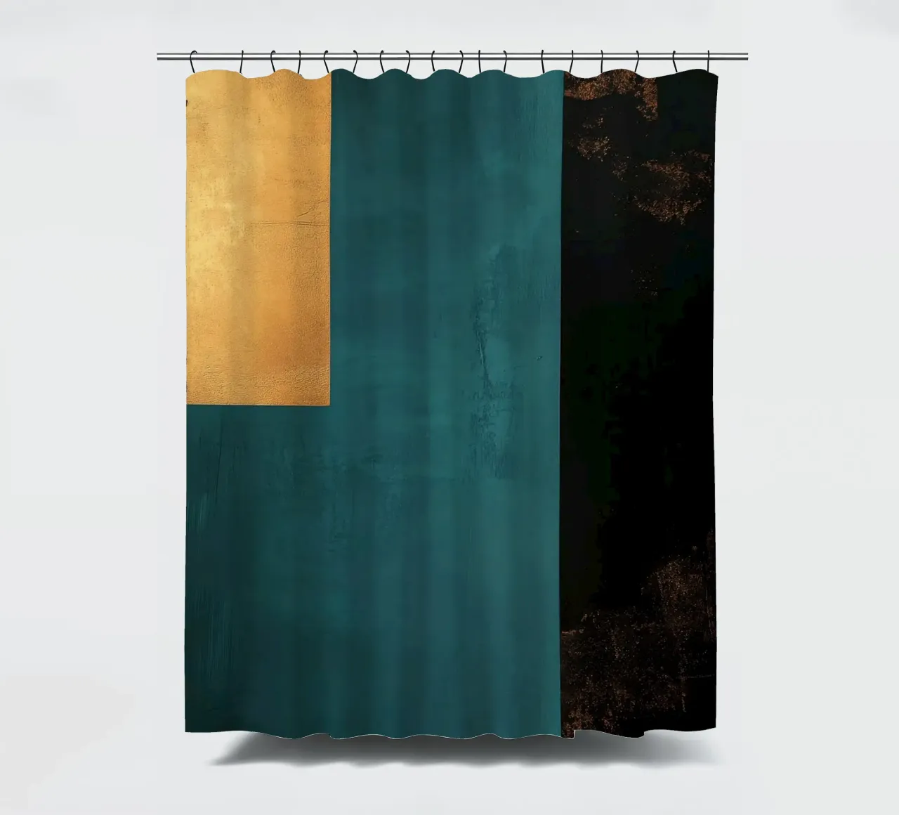 Abstracte achtergrond in goud en turquoise douchegordijn van Niklas