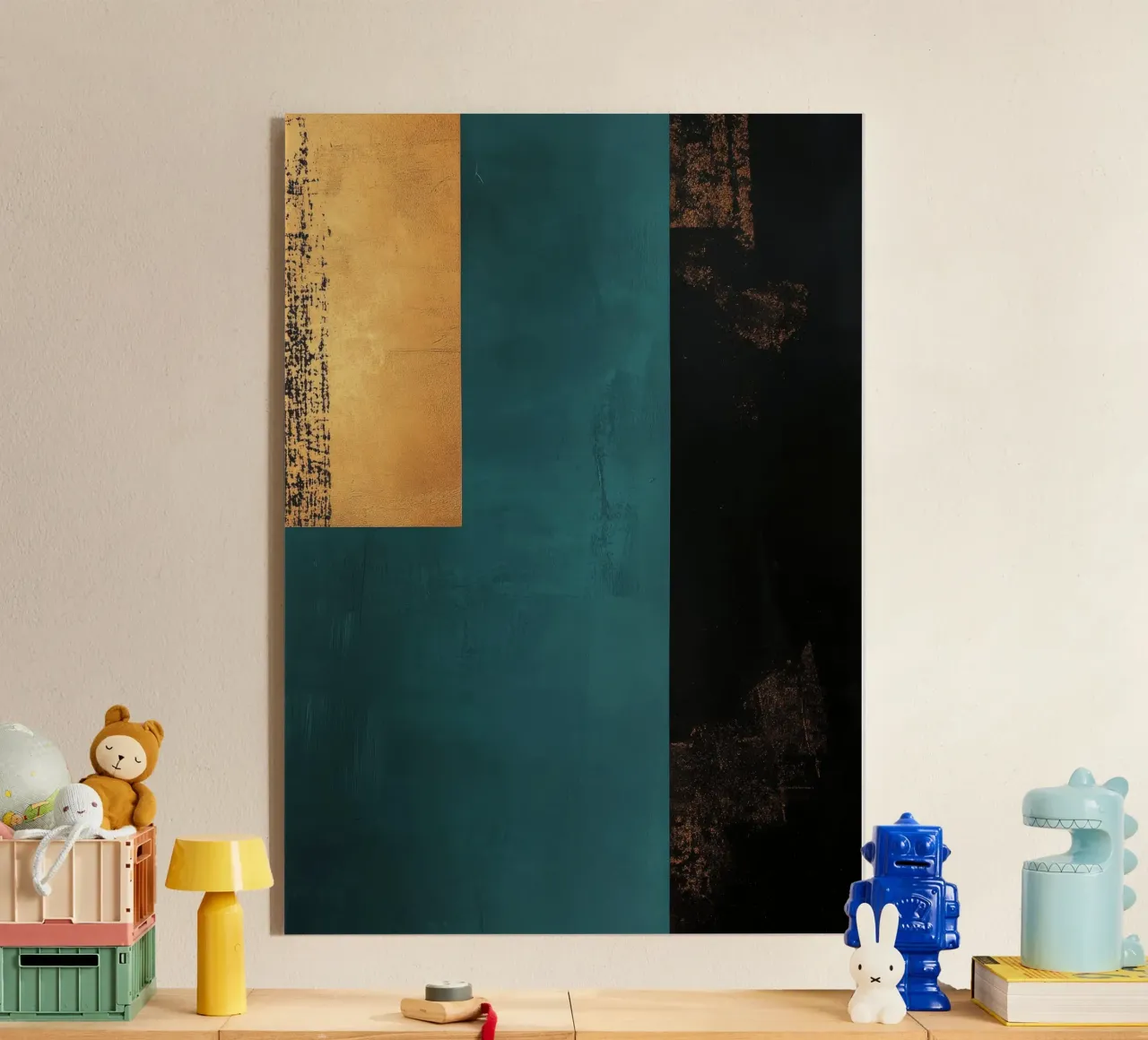 Abstrakter Hintergrund in Gold und Türkis Acryl-Glas von Niklas