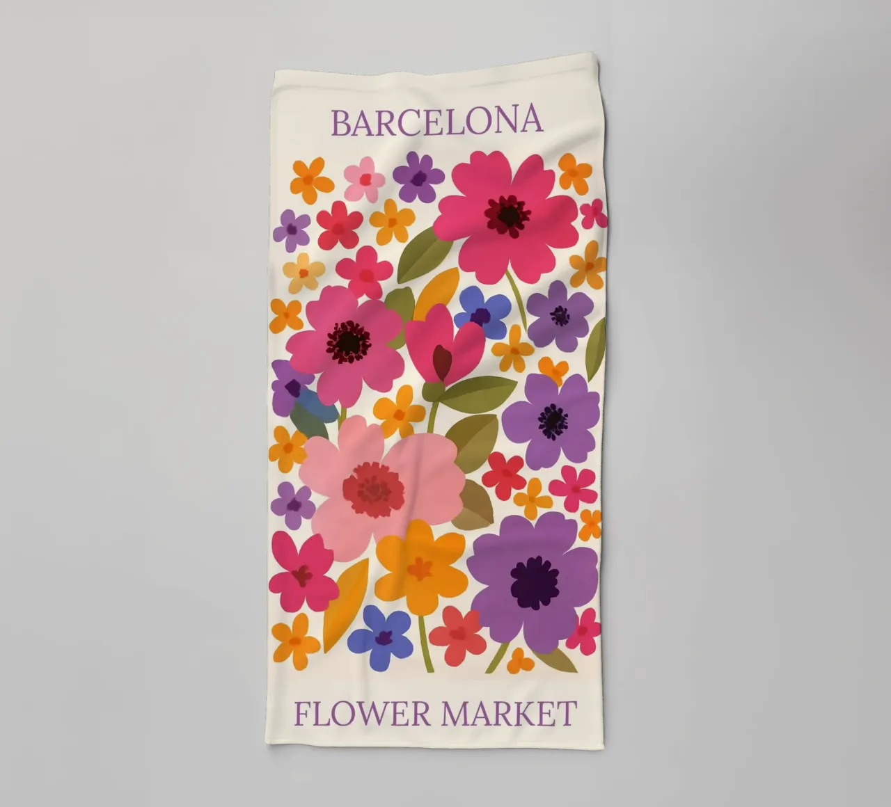 Barcellona II mercato dei fiori asciugamano da bagno da HicksShop
