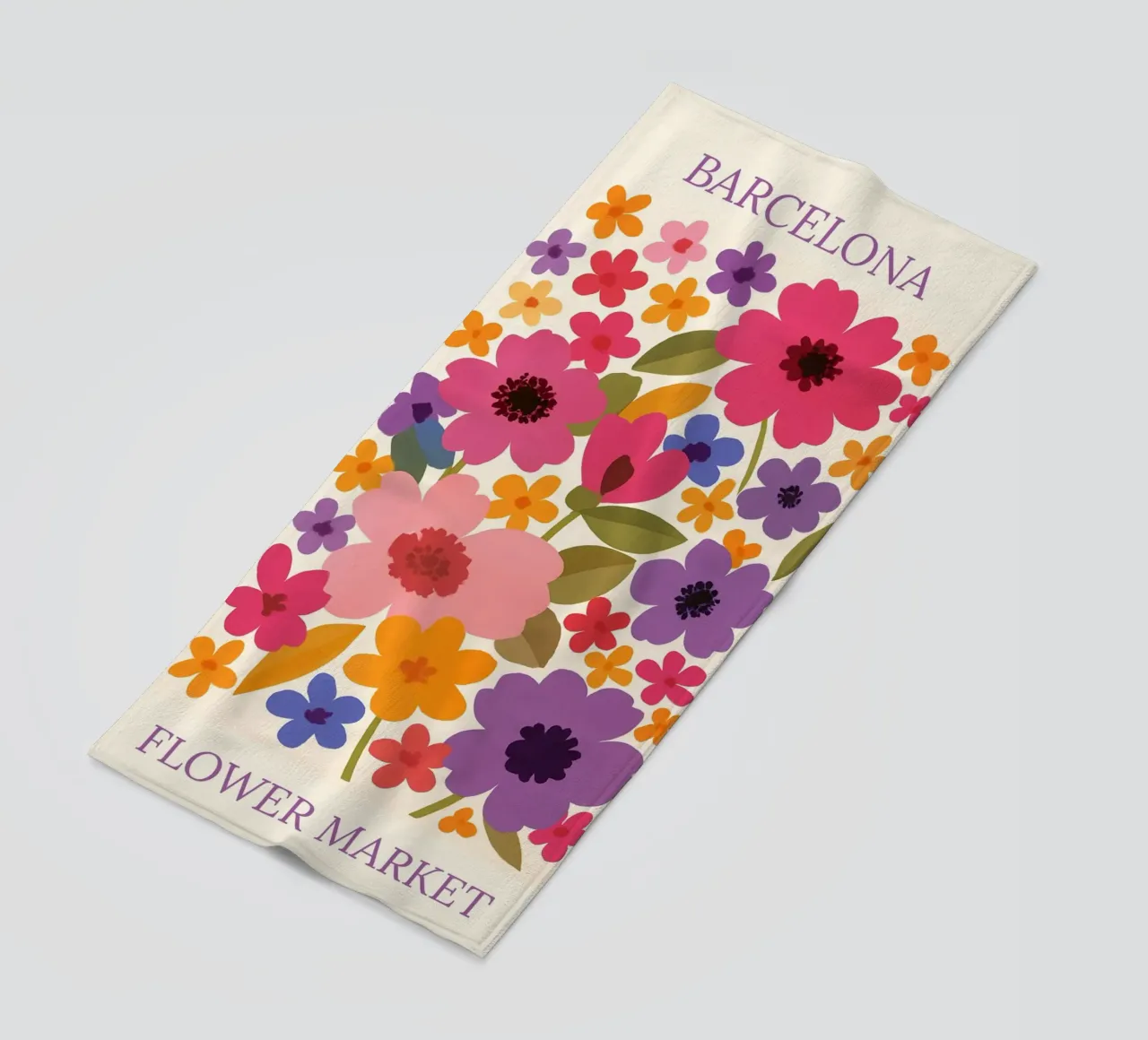 Barcellona II mercato dei fiori telo mare da HicksShop