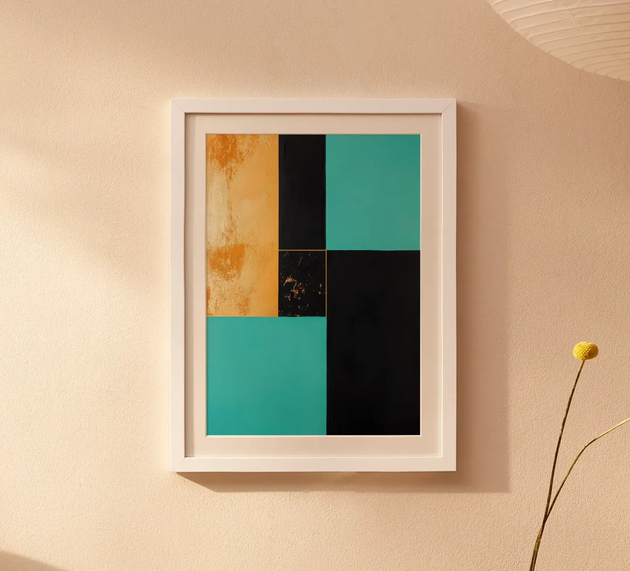 Composition tricolore avec des accents dorés poster de Niklas