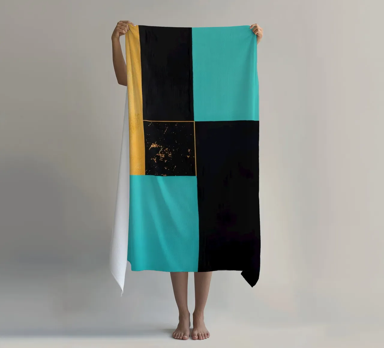 Composizione a tre colori con accenti dorati telo mare da Niklas