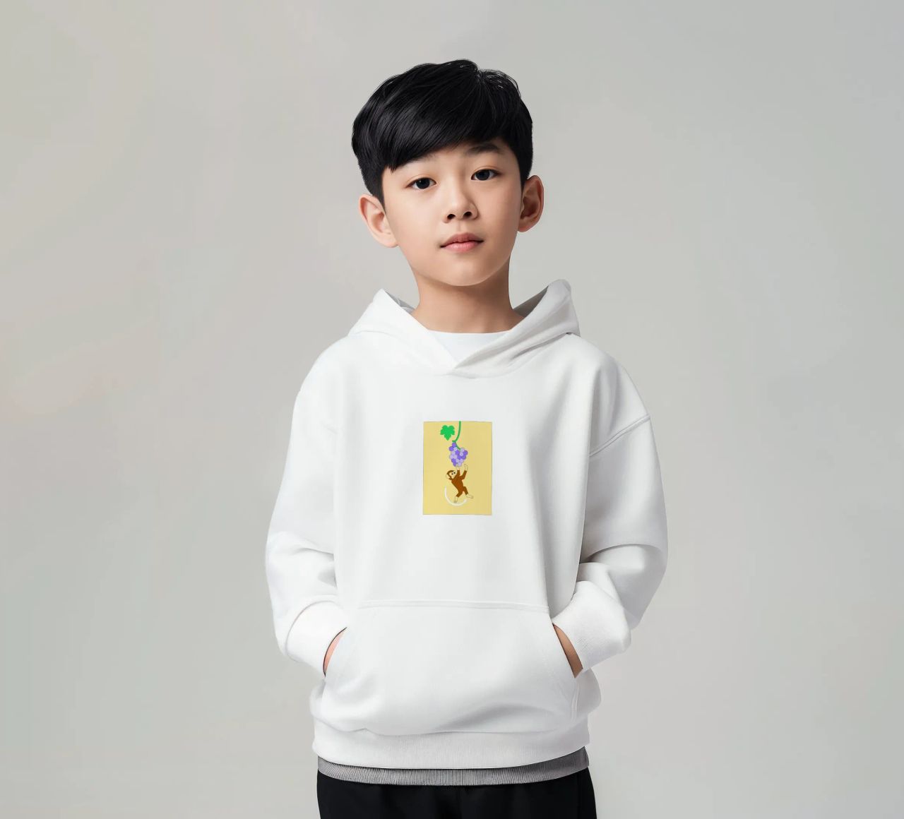 Scimmia e uva felpa bambino con cappuccio da OUR SHOP