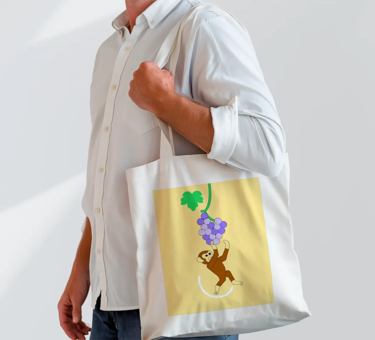 Scimmia e uva borsa in juta da OUR SHOP