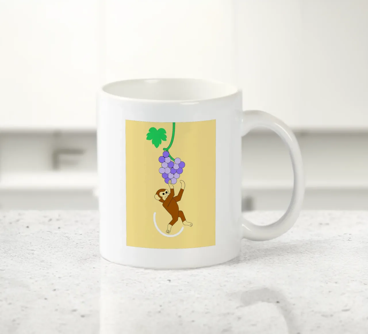Affe und Weintrauben Keramik Tasse von OUR SHOP