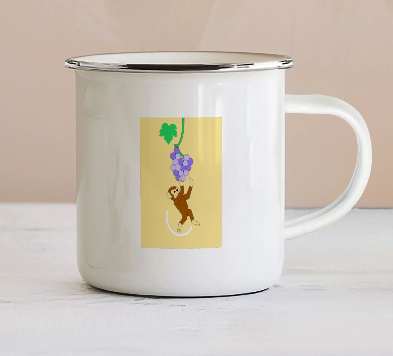 Scimmia e uva tazza in smalto da OUR SHOP