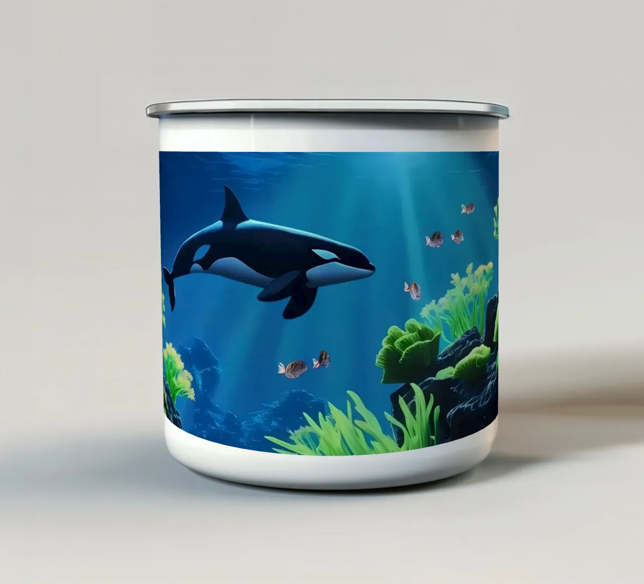 Moonshadow Rise ✦ Orca nel giardino di mezzanotte tazza in smalto da lumaquastudio