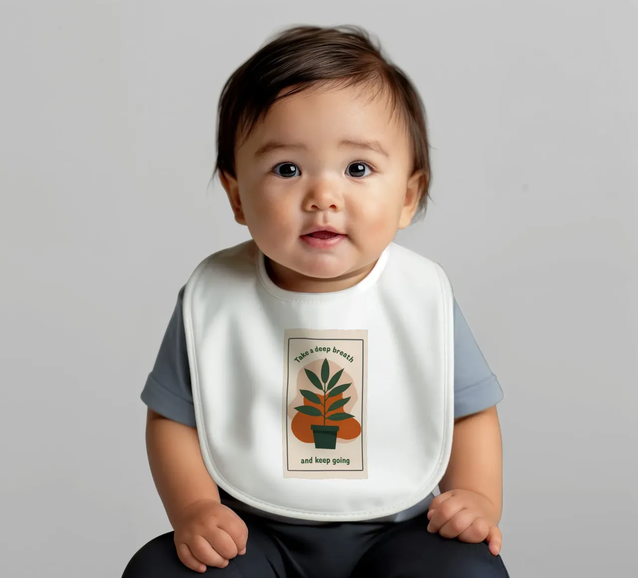 Deep Breath and Keep Going Botanical Art Print baby bib by inspirational quote