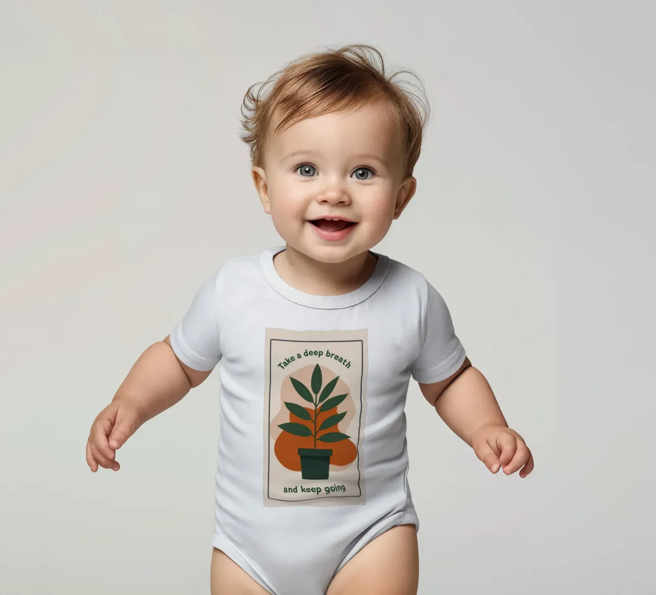 Deep Breath and Keep Going Botanical Art Print short-sleeve baby romper by inspirational quote