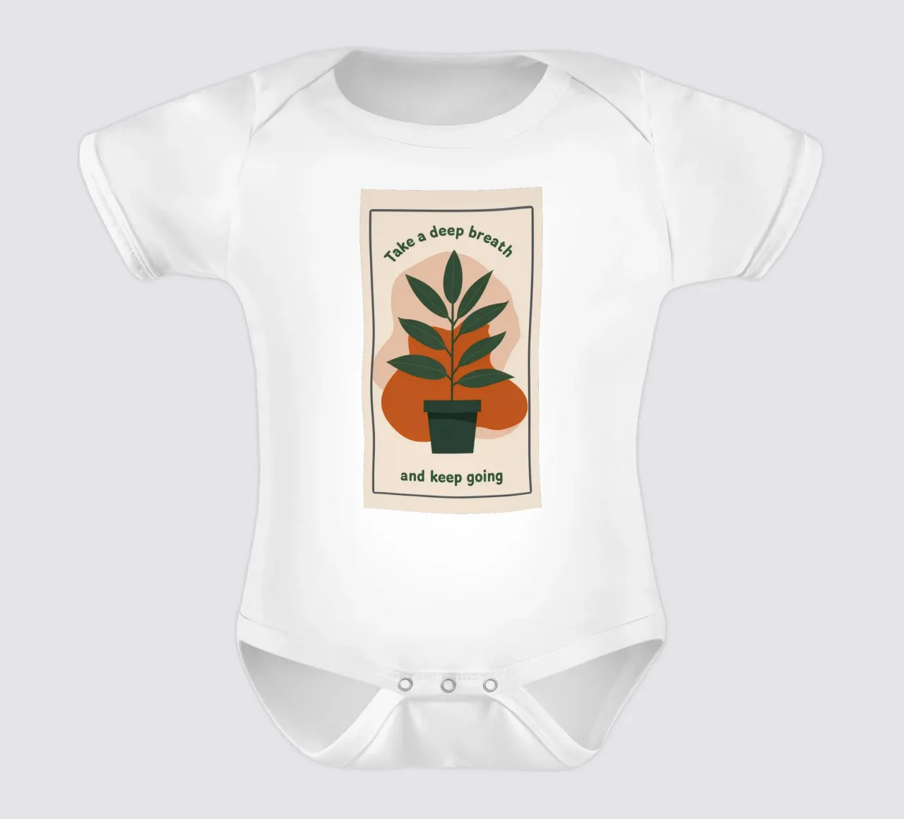 Deep Breath and Keep Going Botanical Art Print short-sleeve baby romper by inspirational quote
