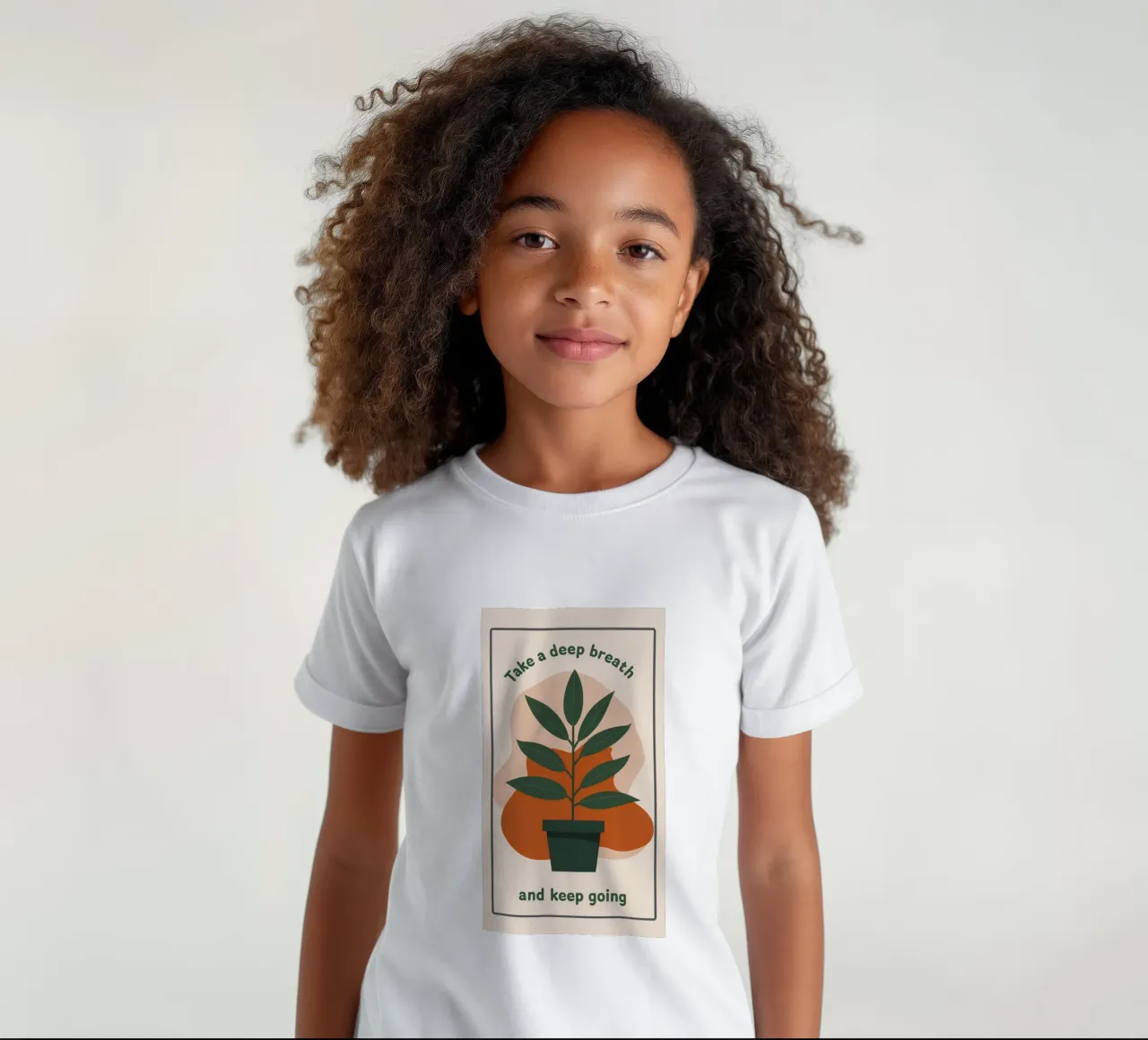 Deep Breath and Keep Going Botanical Art Print kids t-shirt by inspirational quote