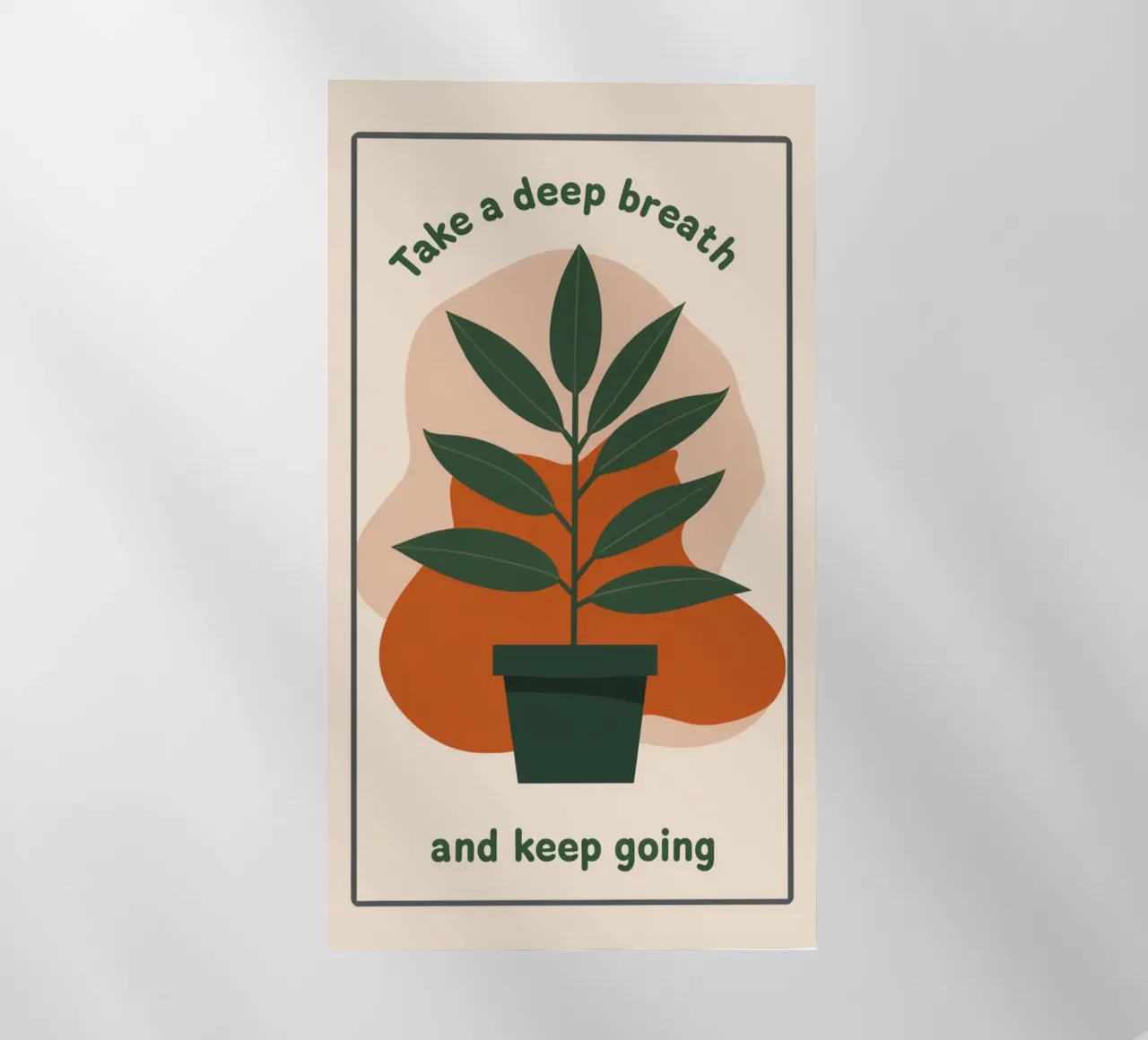 Stampa d'arte botanica "Deep Breath and Keep Going". pellicola backlit da inspirational quote