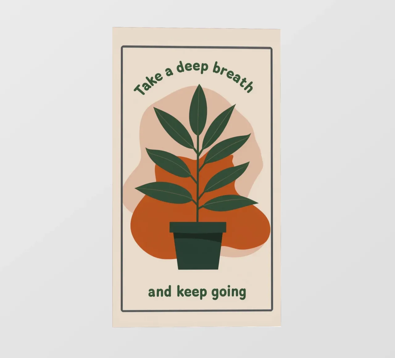 Stampa d'arte botanica "Deep Breath and Keep Going". pellicola backlit da inspirational quote