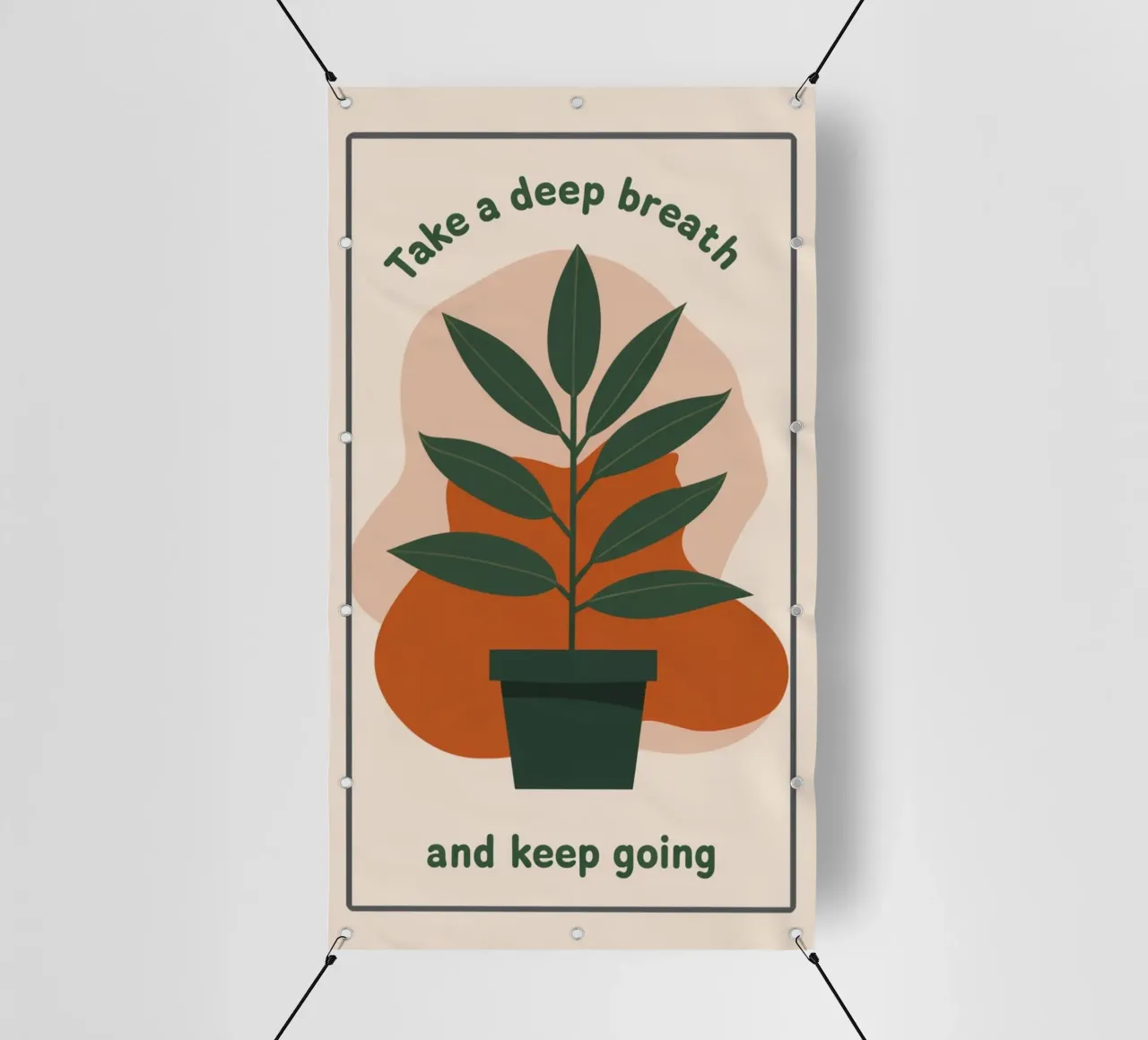 Stampa d'arte botanica "Deep Breath and Keep Going". telo in pvc da inspirational quote