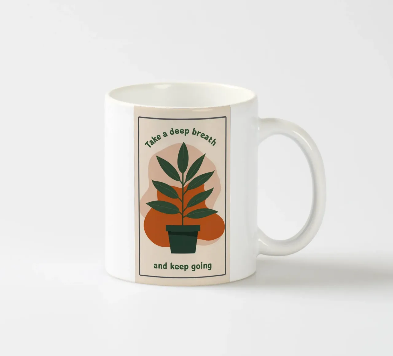 Stampa d'arte botanica "Deep Breath and Keep Going". tazza in ceramica da inspirational quote