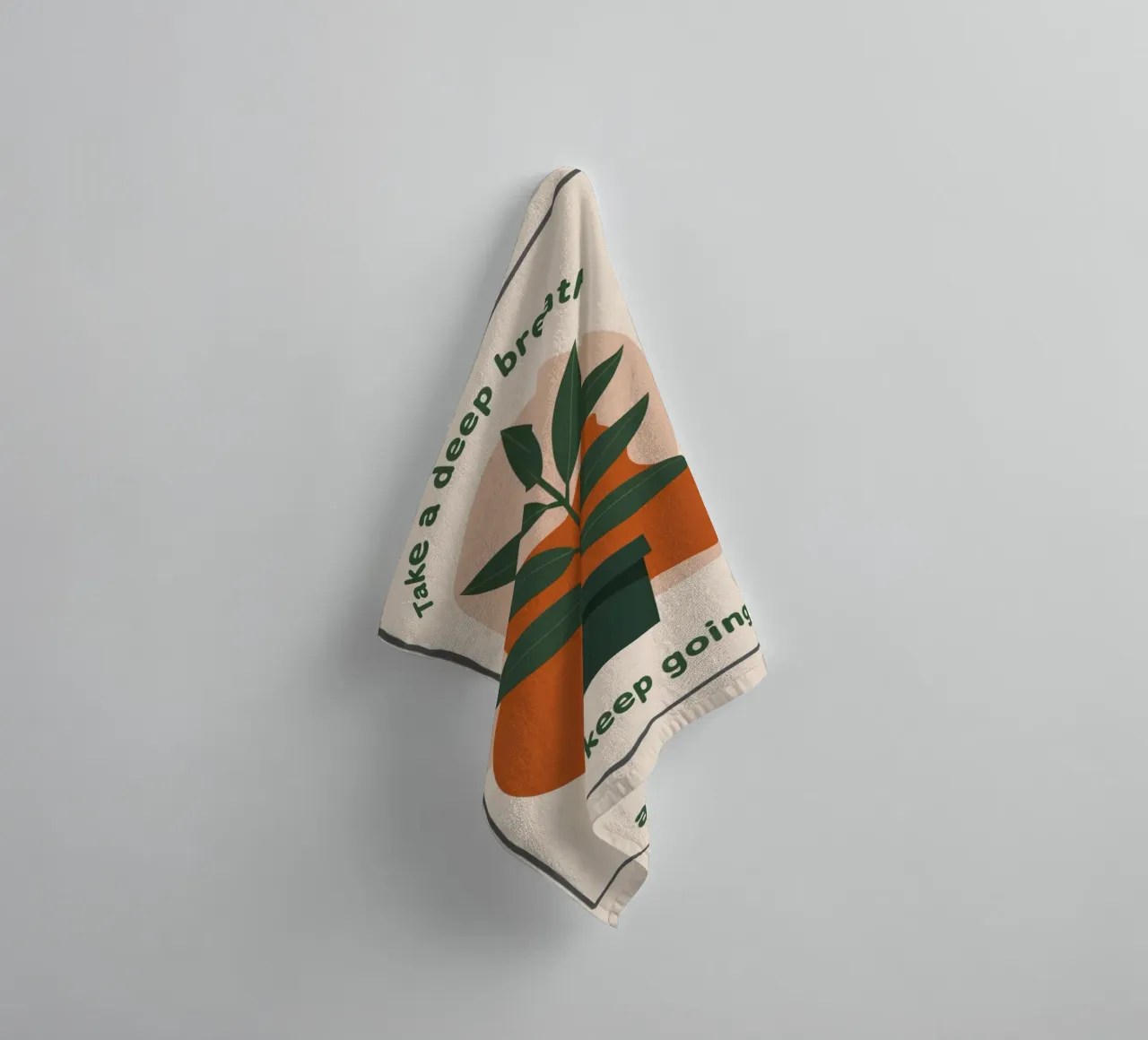 Deep Breath and Keep Going Botanical Art Print towel by inspirational quote