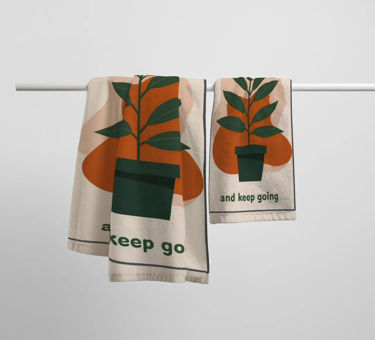Deep Breath and Keep Going Botanical Art Print towel by inspirational quote