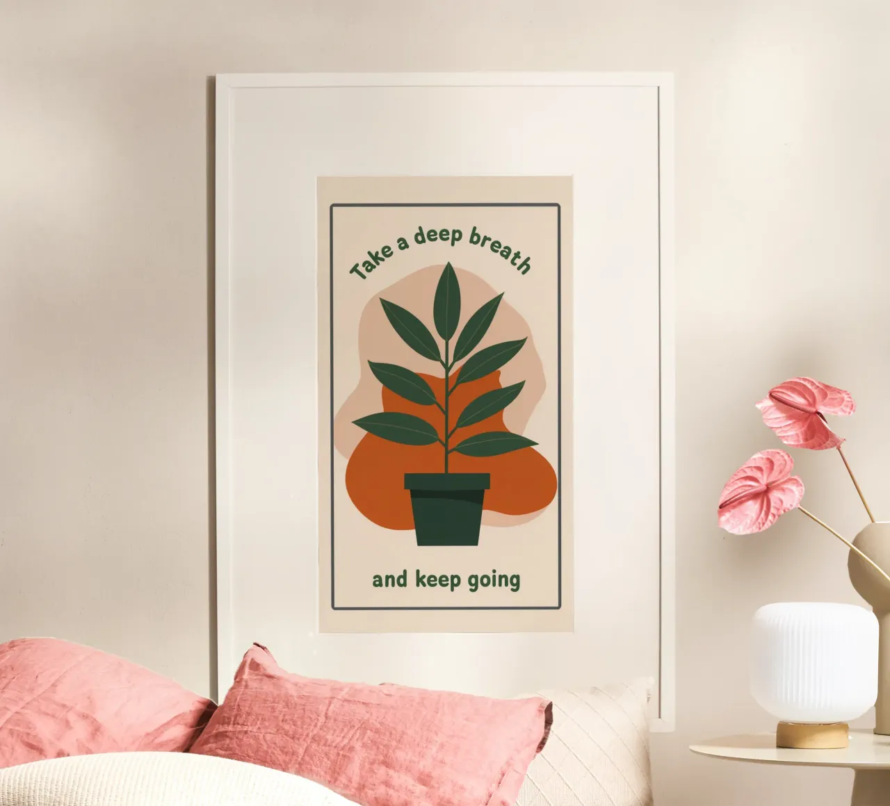 Deep Breath and Keep Going Botanical Art Print hahnemühle by inspirational quote