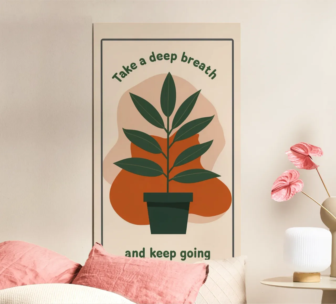 Deep Breath and Keep Going Botanical Art Print hahnemühle by inspirational quote