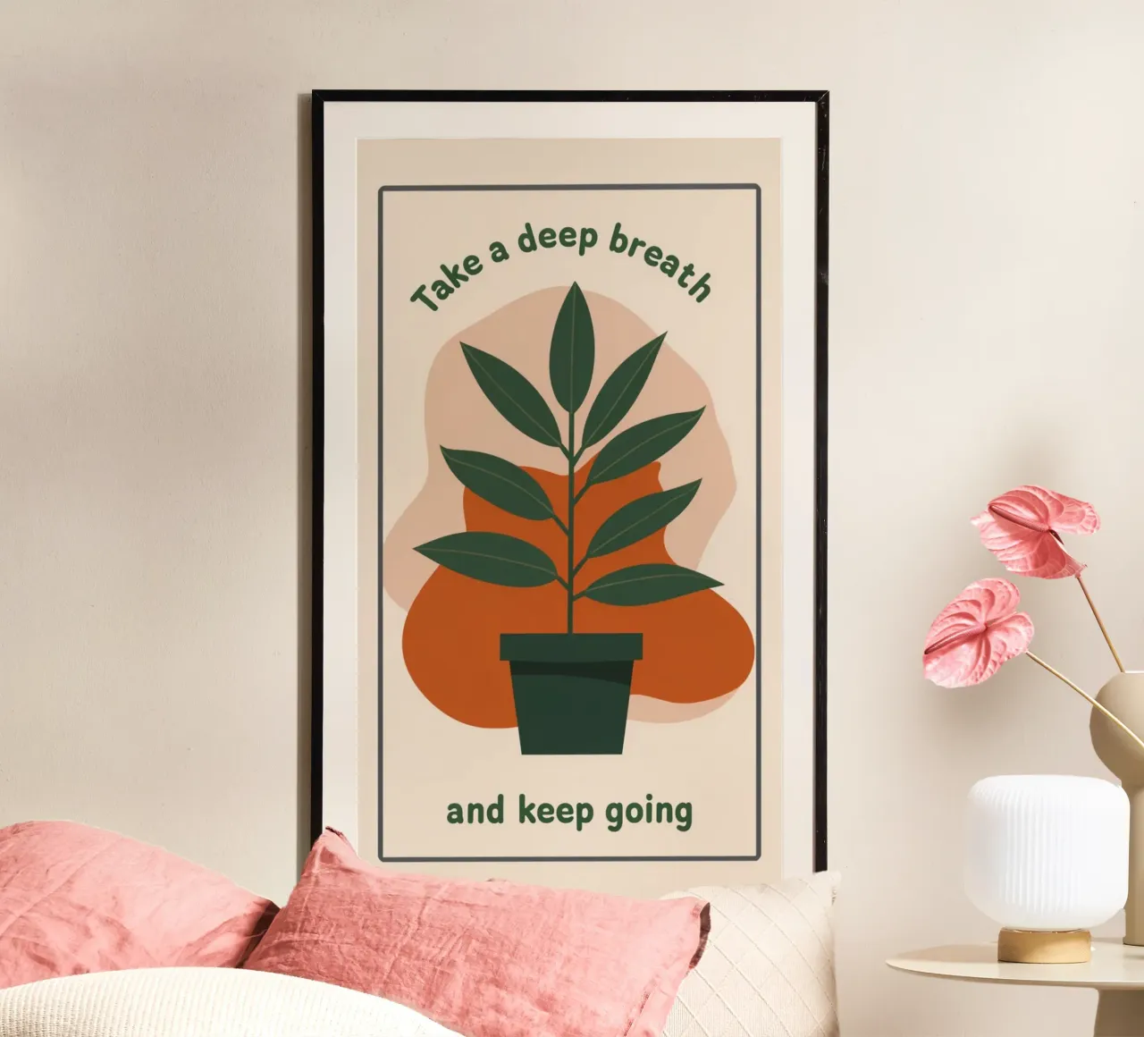 Deep Breath and Keep Going Botanical Art Print hahnemühle by inspirational quote