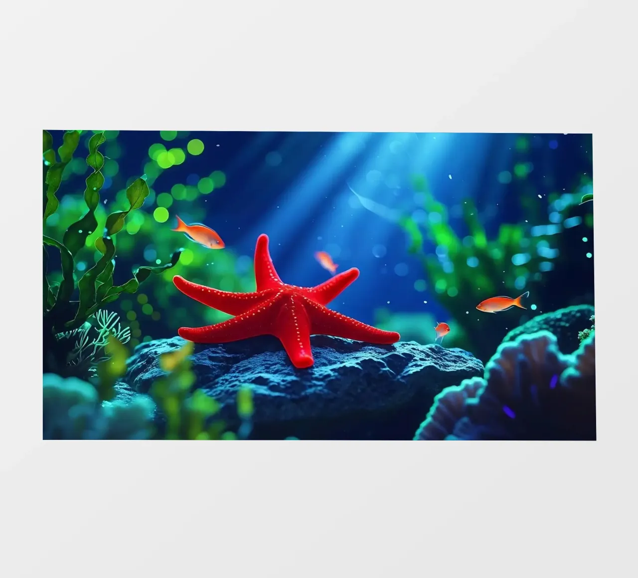 ✨🪸 Glow Rest ✦ Red Starfish Beneath the Surface 🌙 (1) photo wallpaper by LUMAQUA STUDIO