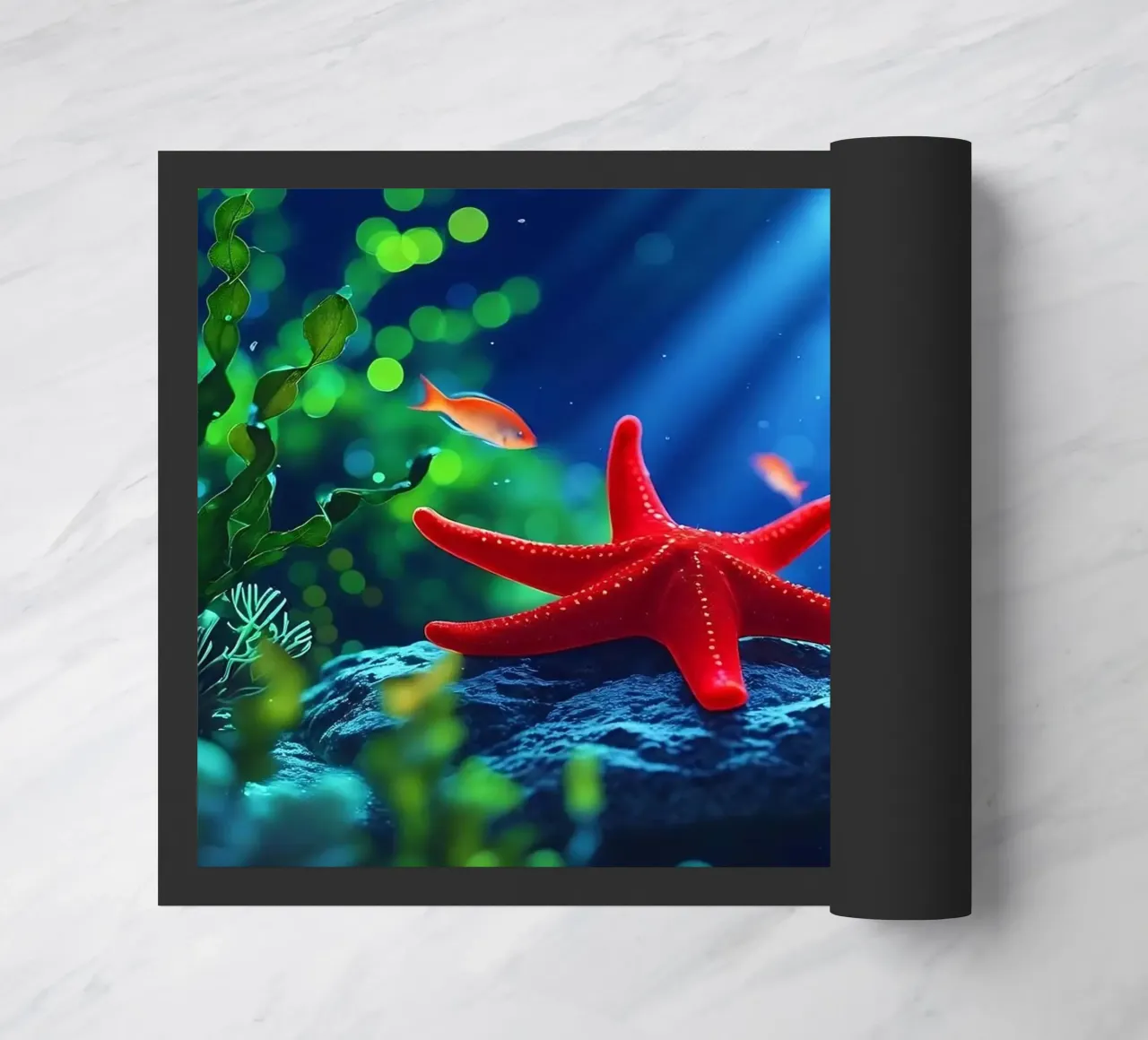 Glow Rest ✦ Red Starfish Beneath the Surface (1) doormat by LUMAQUA ✦ STUDIO