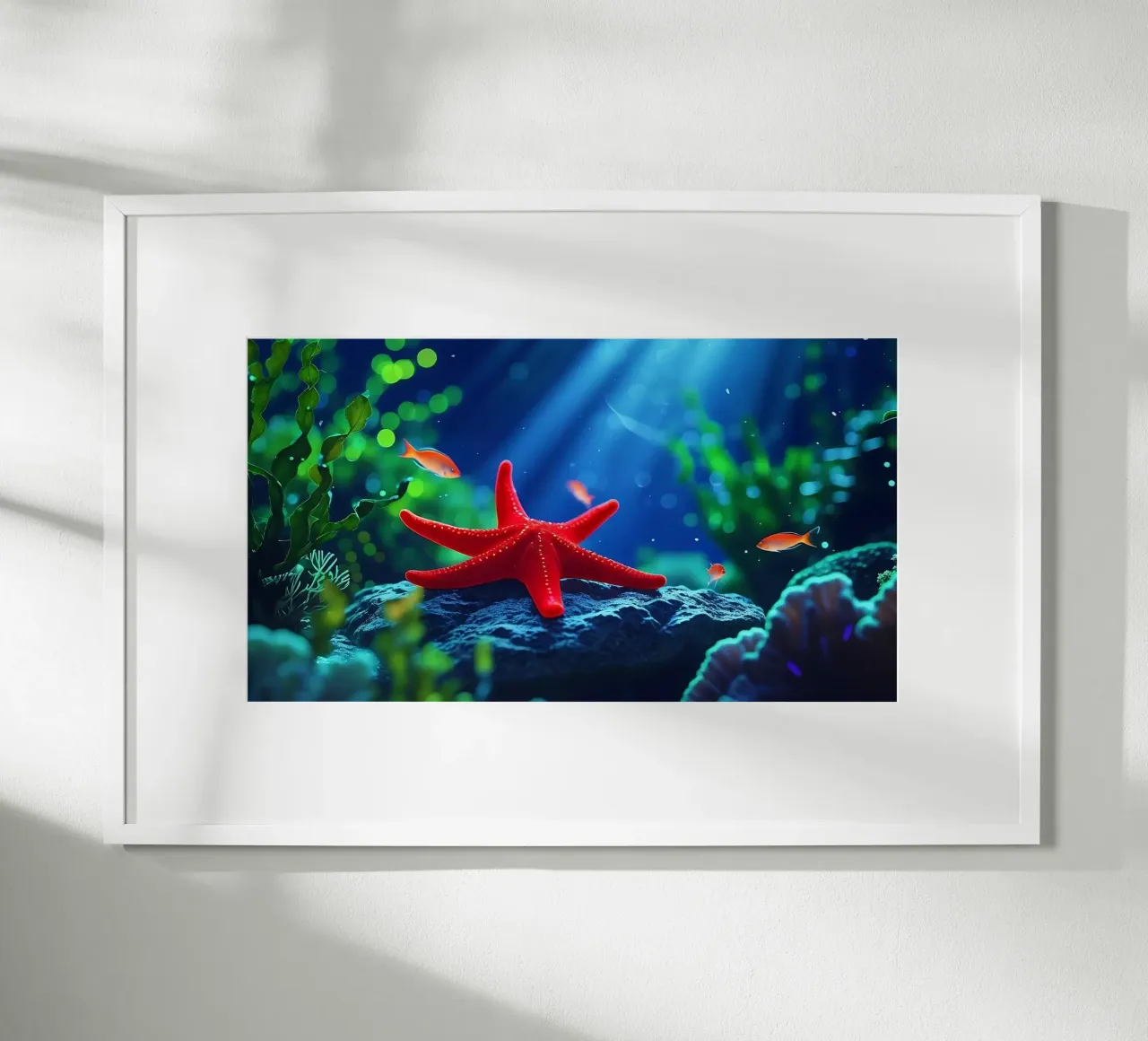 Repos luisant ✦ Étoile de mer rouge sous la surface (1) hahnemühle de lumaquastudio
