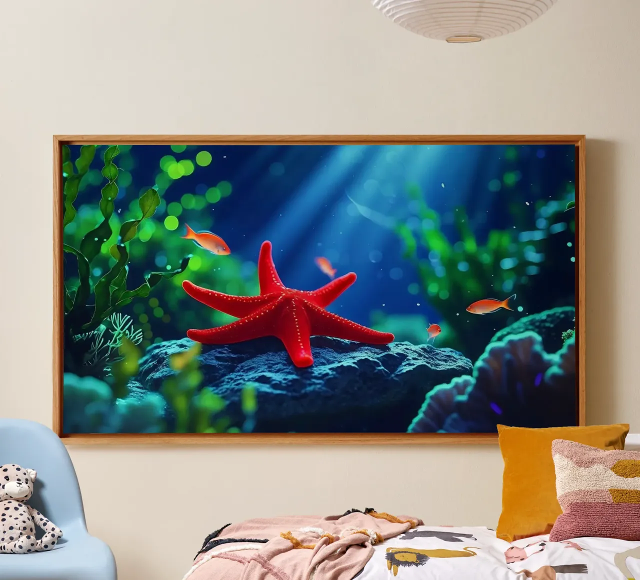 Glow Rest ✦ Red Starfish Beneath the Surface (1) canvas by LUMAQUA ✦ STUDIO