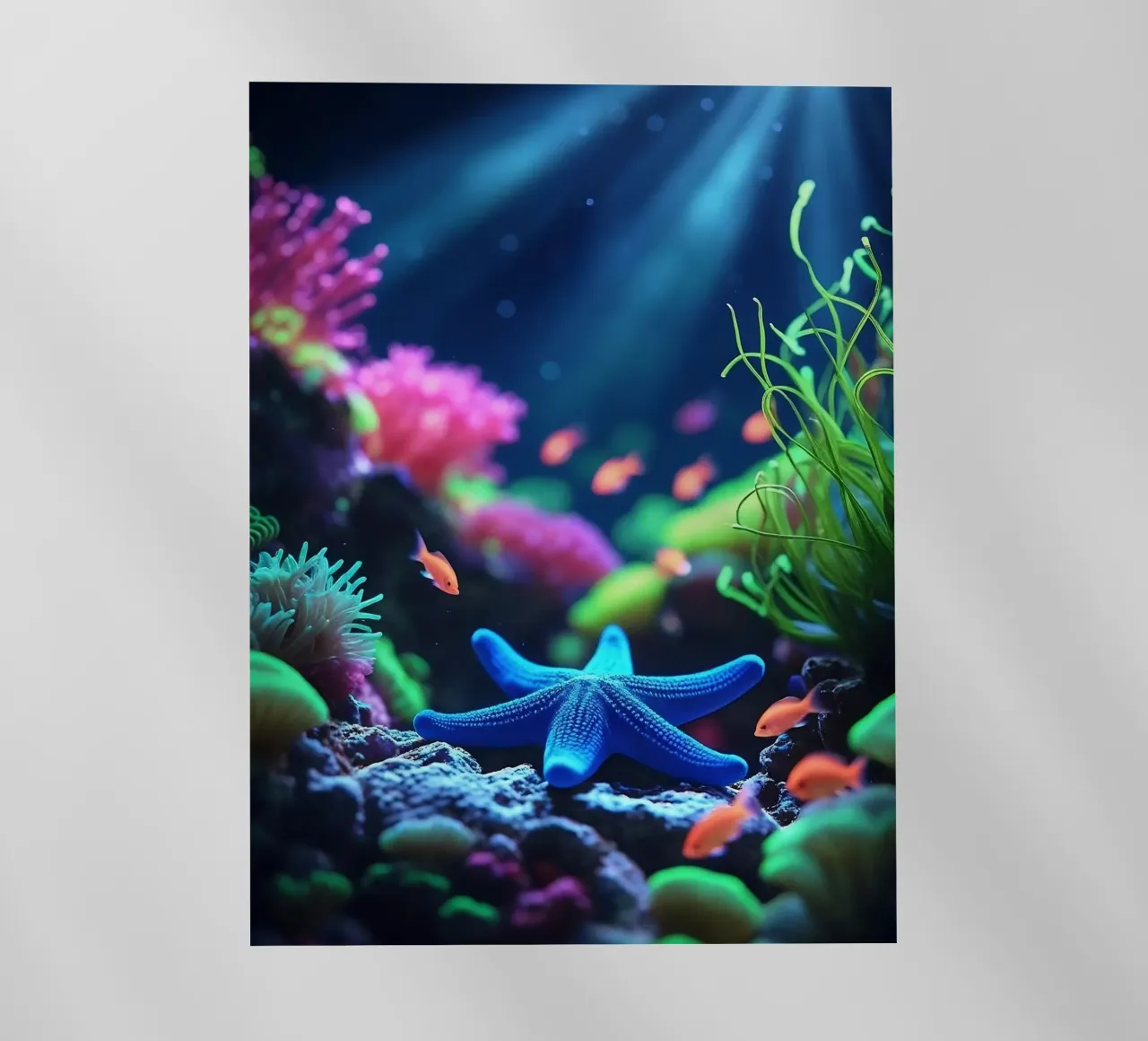 Deep Calm ✦ Stella marina blu in Neon Reef pellicola backlit da lumaquastudio
