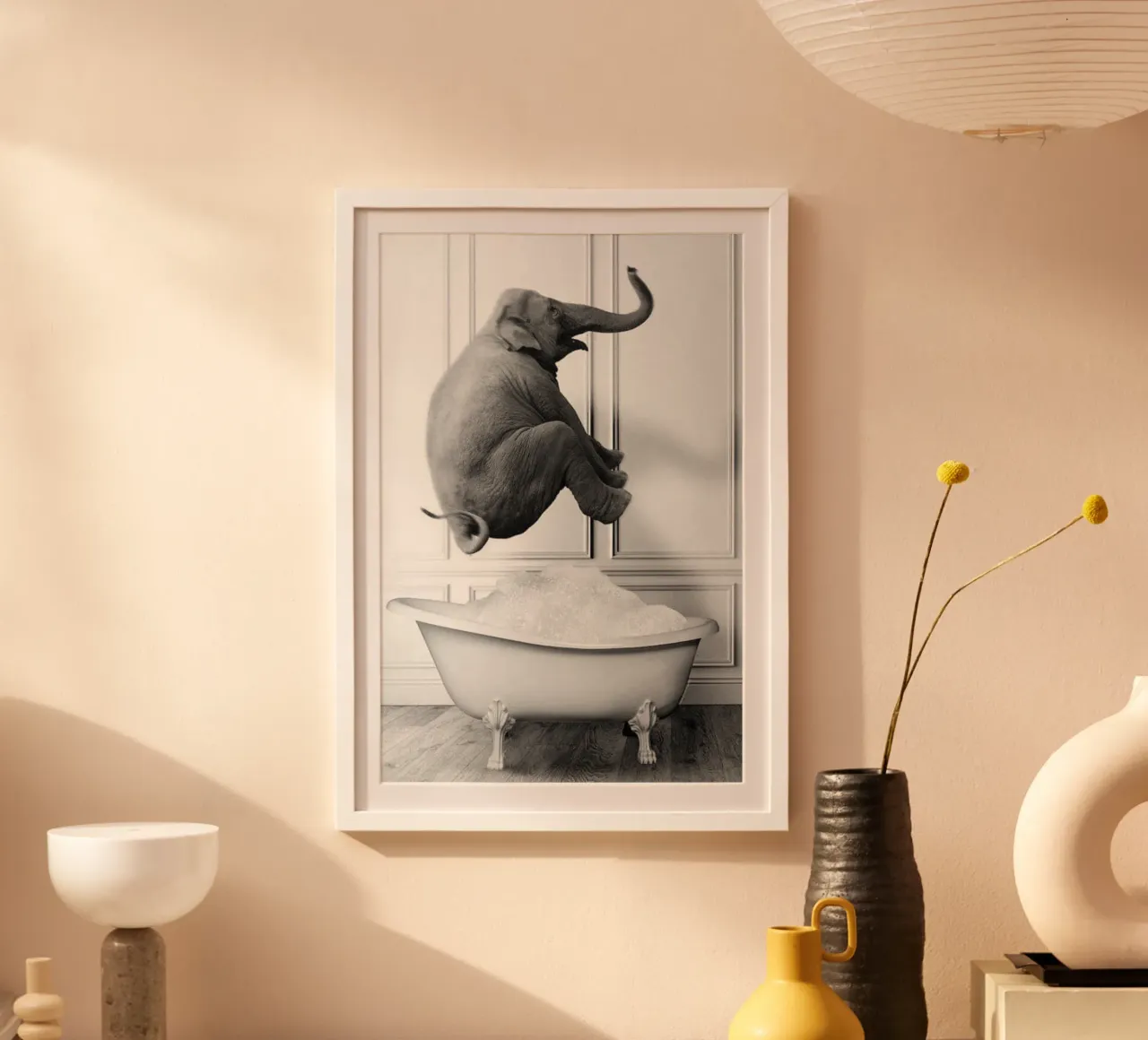L'elefante volante poster con telaio in legno da christal shop