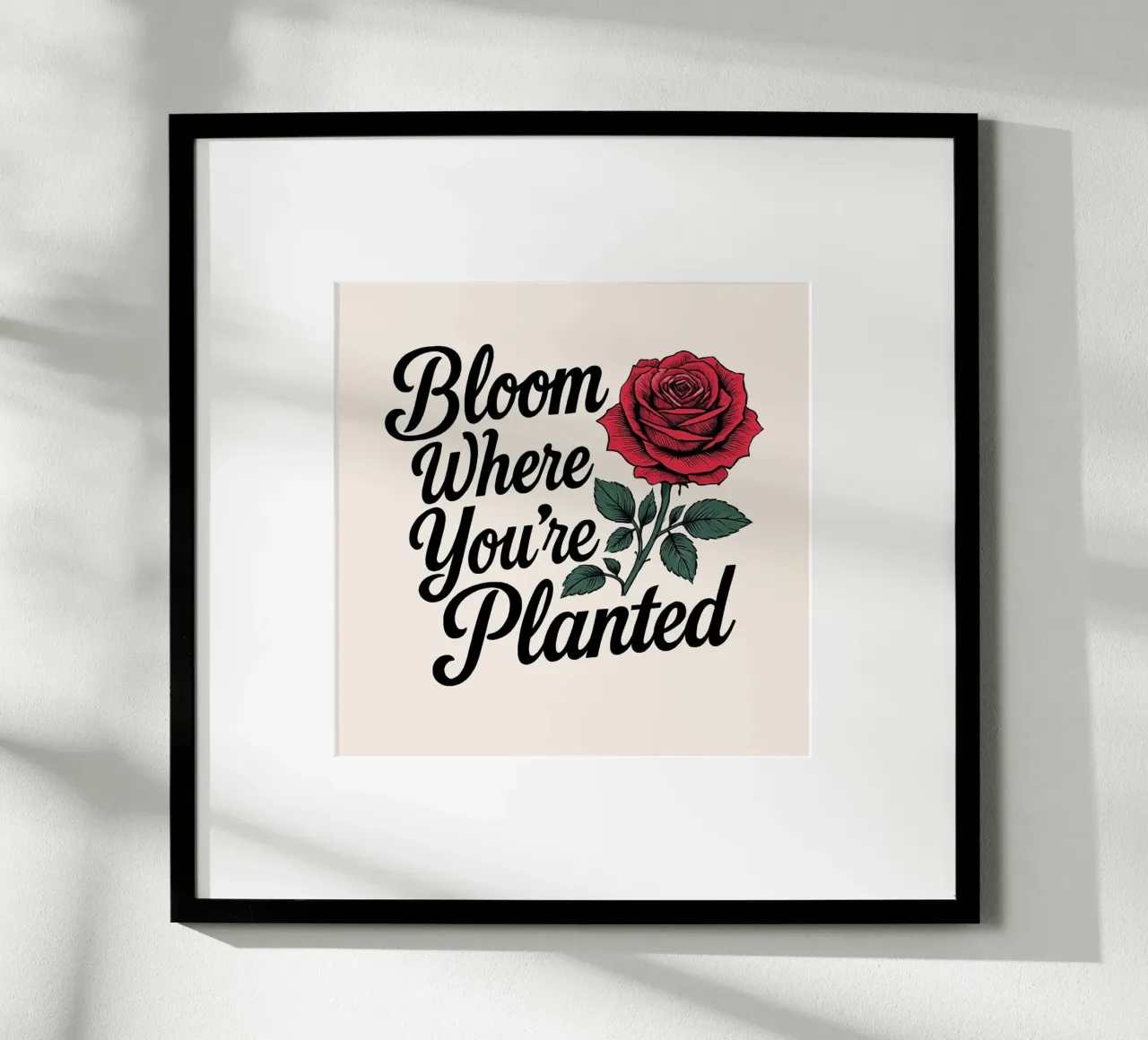 "Bloom Where You're Planted" Inspirierende rote Rose Kunst Prin Hahnemühle von inspirational quote
