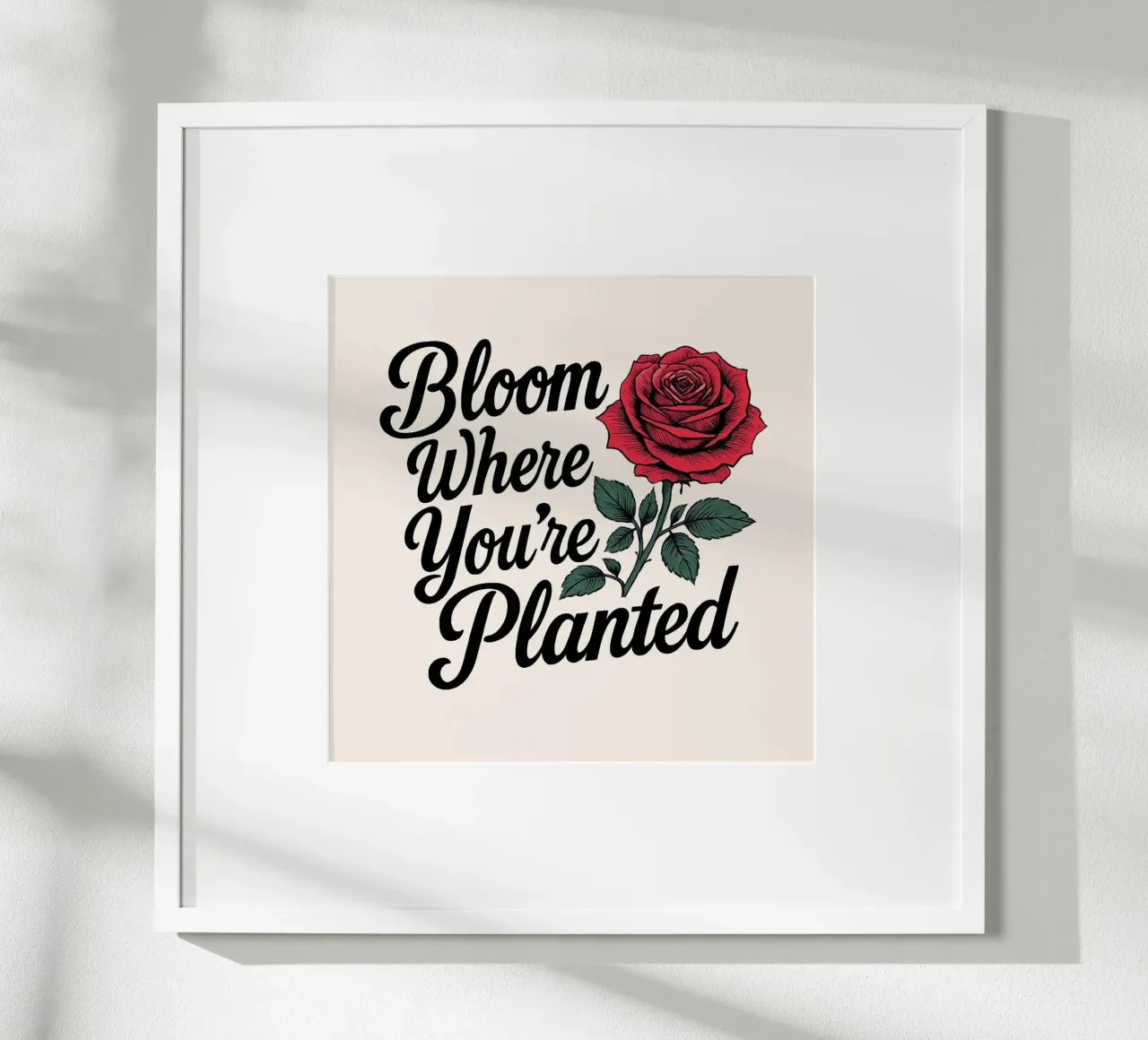 "Bloom Where You're Planted" Inspirierende rote Rose Kunst Prin Hahnemühle von inspirational quote