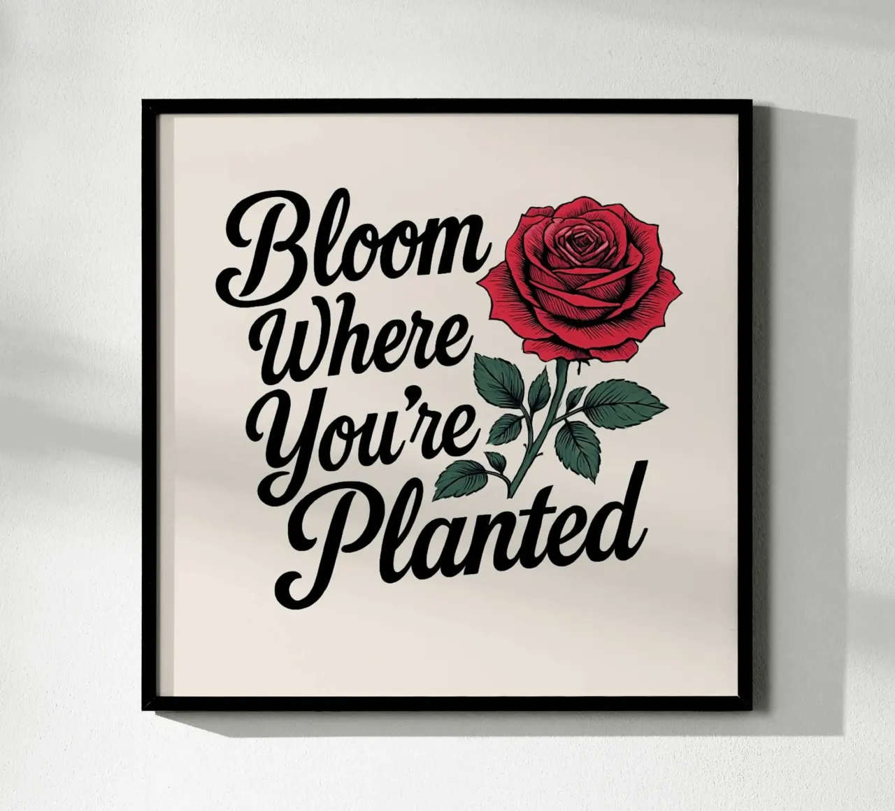 "Bloom Where You're Planted" Inspirierende rote Rose Kunst Prin Hahnemühle von inspirational quote