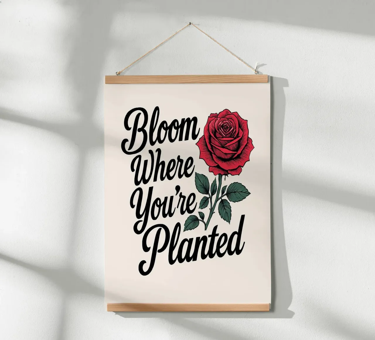 "Bloom Where You're Planted" Inspirierende rote Rose Kunst Prin Hahnemühle von inspirational quote