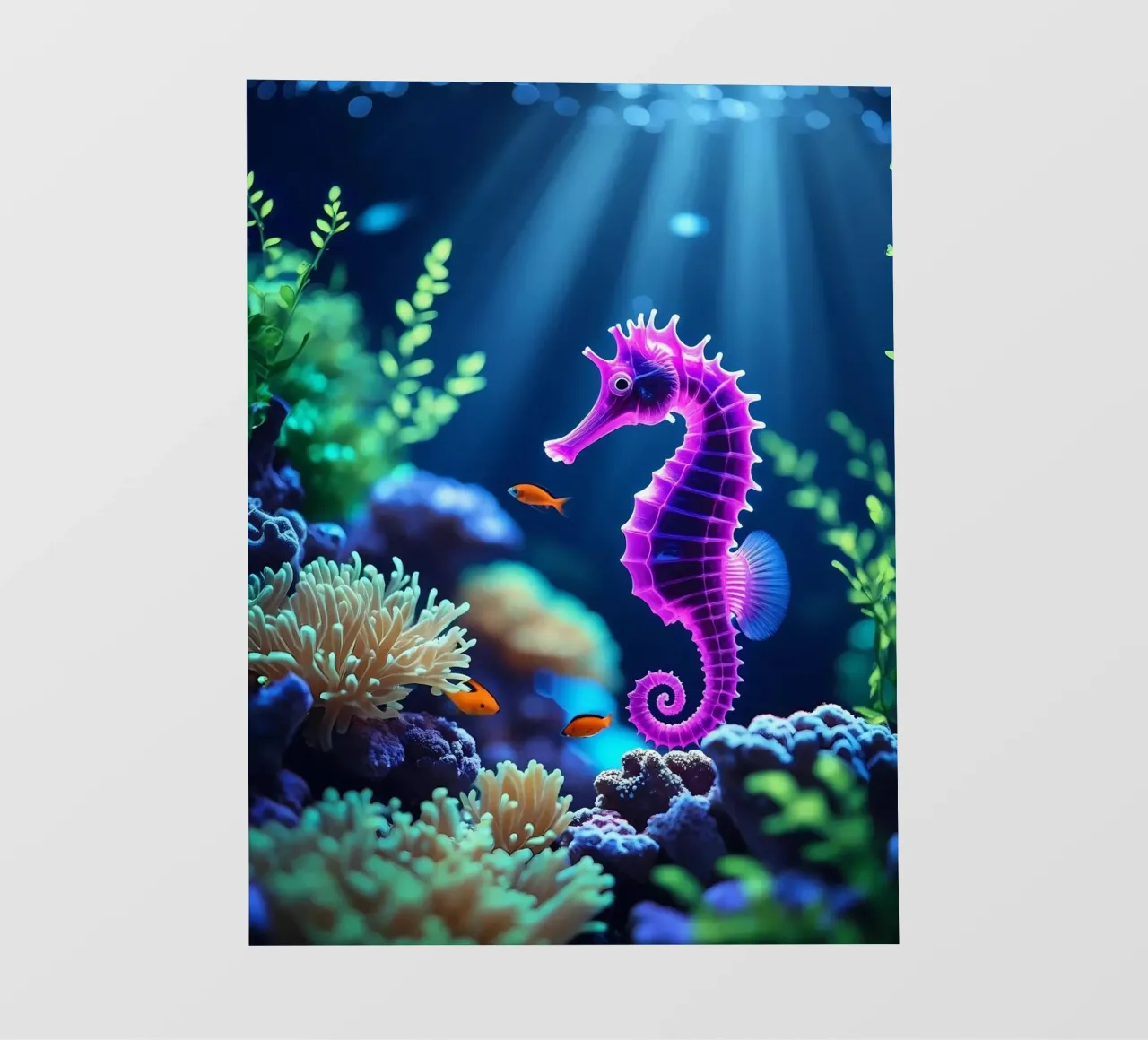 ✨🐠 Fascino di corallo ✦ Cavalluccio marino viola al chiaro di luna 🌙 (2) pellicola backlit da LUMAQUA STUDIO