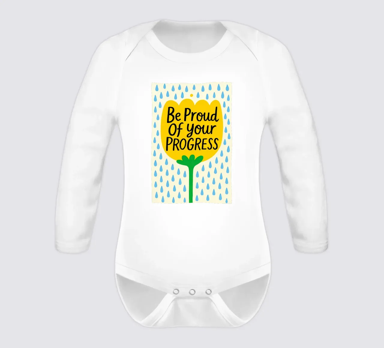 "Siate orgogliosi dei vostri progressi" Fiore giallo d'ispirazione body neonato maniche lunghe da inspirational quote