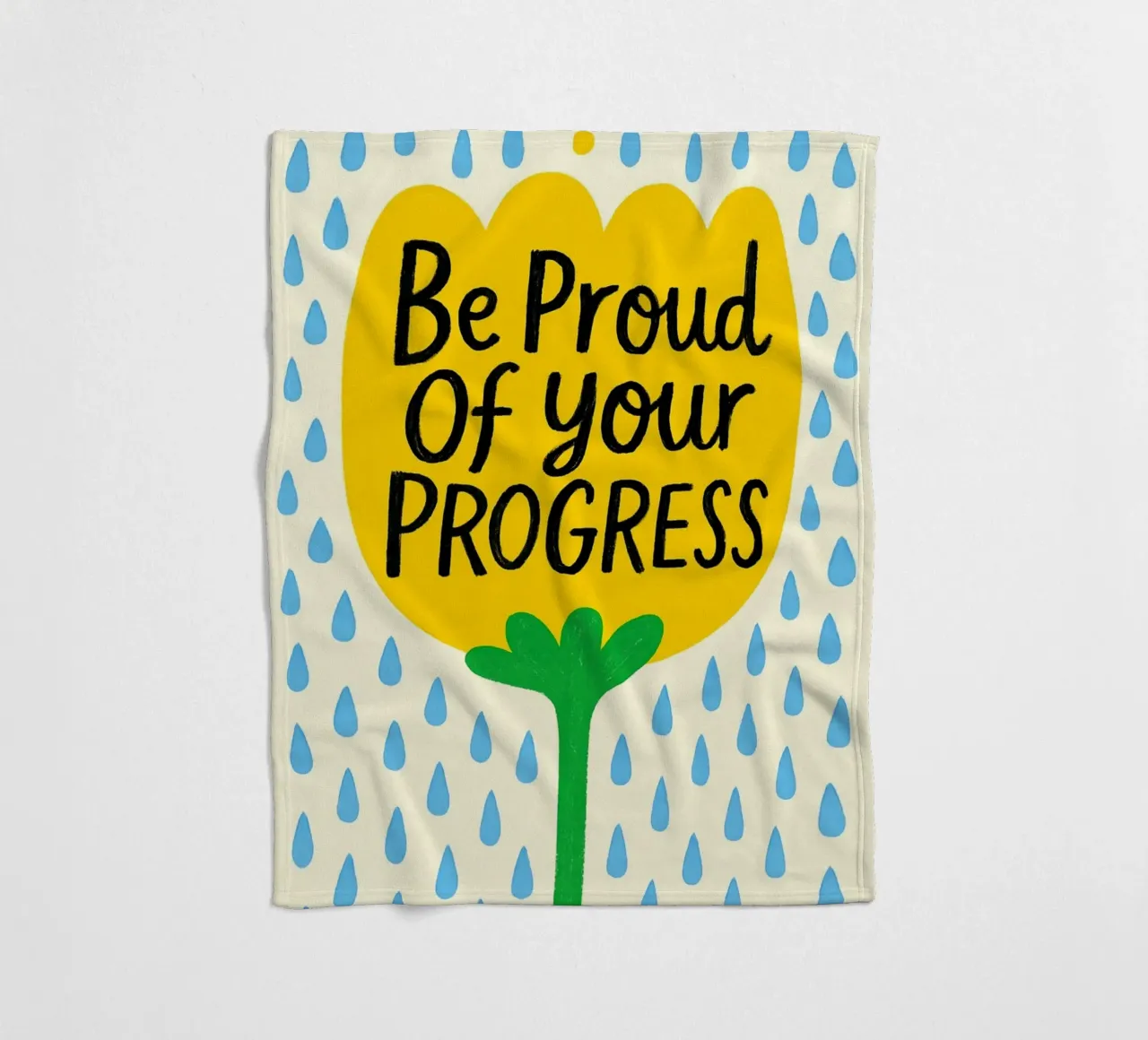 "Siate orgogliosi dei vostri progressi" Fiore giallo d'ispirazione coperta in pile da inspirational quote