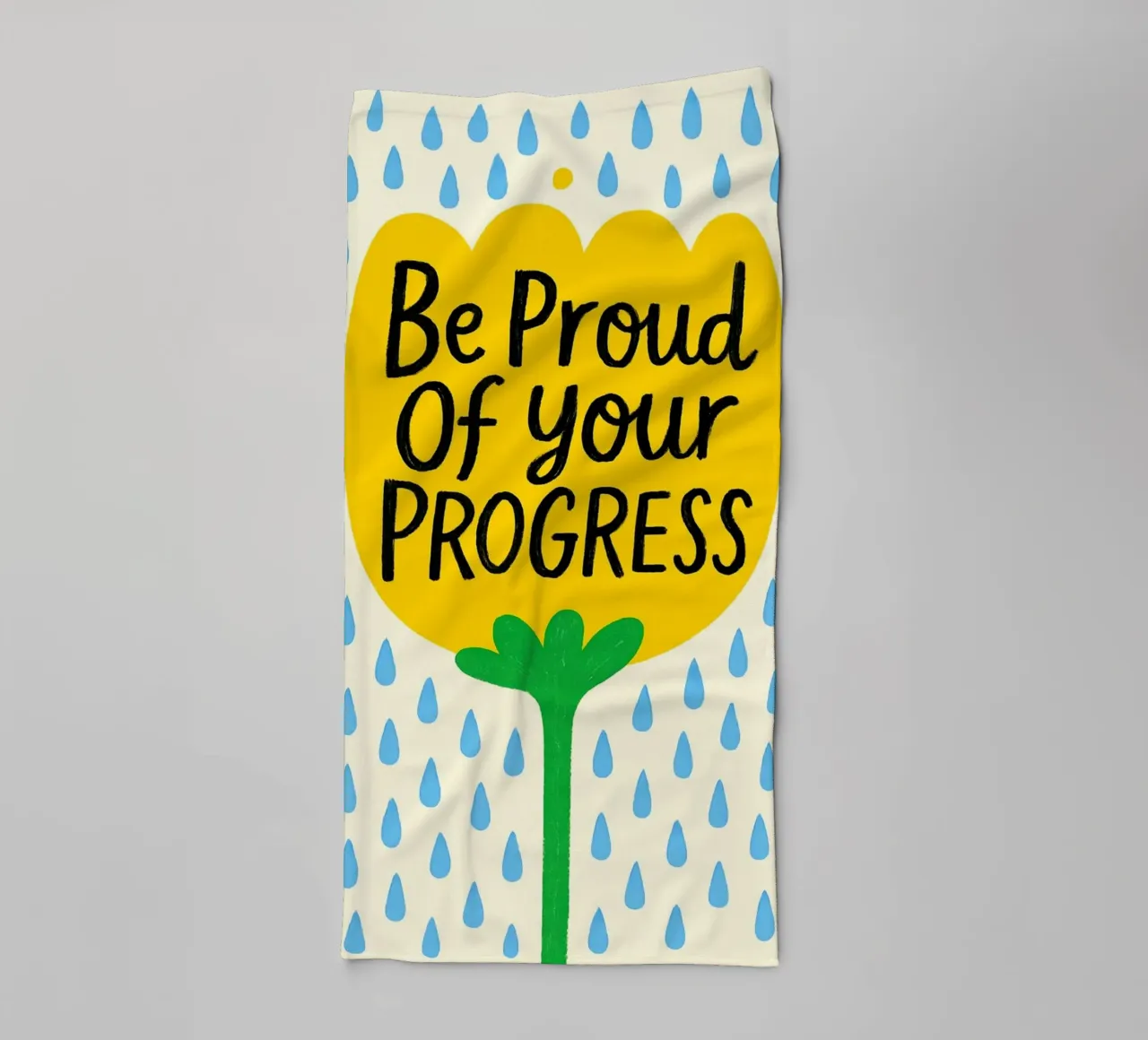 "Siate orgogliosi dei vostri progressi" Fiore giallo d'ispirazione asciugamano da bagno da inspirational quote