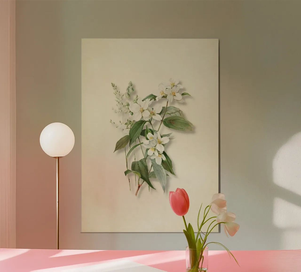 Vintage Mock Orange Botanical Print - Syringa White Floral A poster con telaio in plastica da ClubArt
