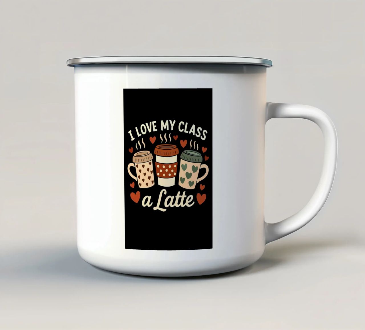 Tazza da caffè per insegnanti "I Love My Class A Latte". tazza in smalto da inspirational quote