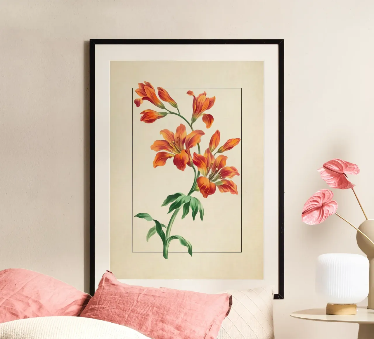 Vintage Orange Lily Botanical Print - Tiger Lilies Art poster by ClubArt