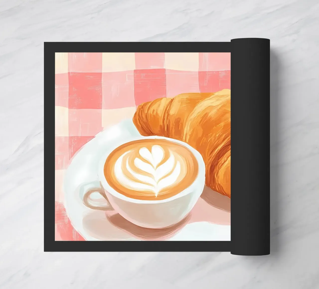 café y croissant felpudo de IamHomeStudio