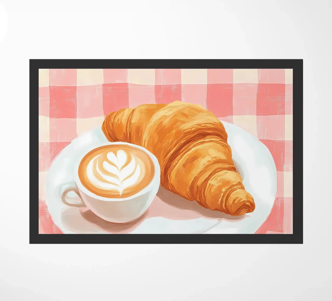 café y croissant felpudo de IamHomeStudio