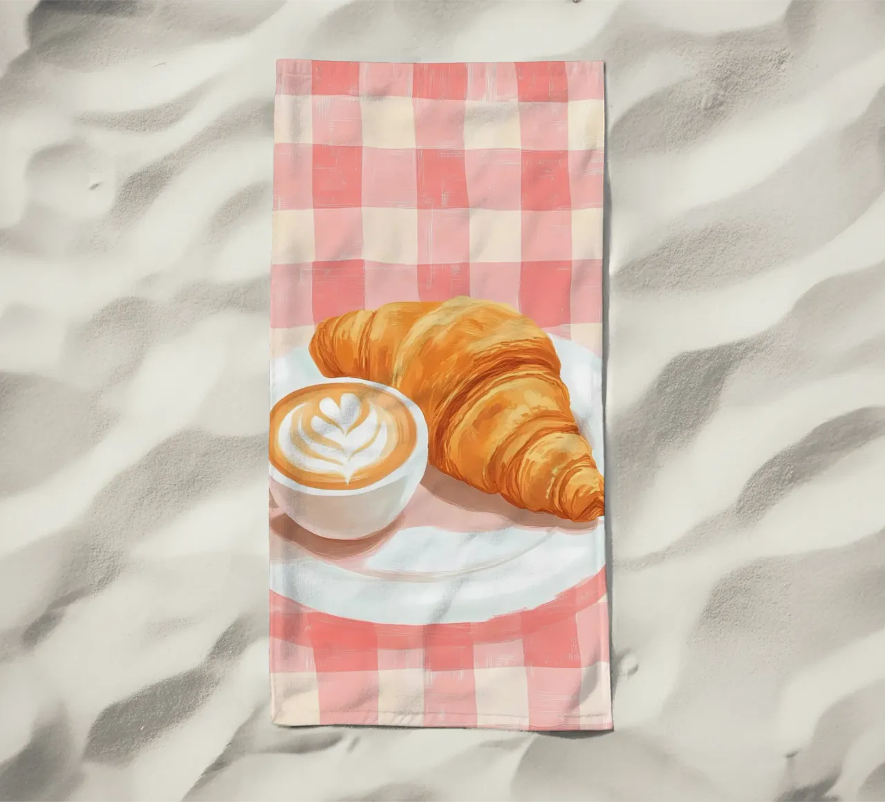 caffè e croissant telo mare da IamHomeStudio